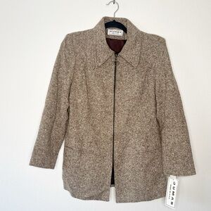 Vintage Dumas Tweed Jacket Size 6 Zip Front Fall Y2K Academia Made in USA NWT
